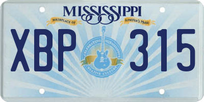 MS license plate XBP315