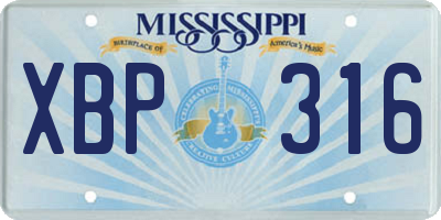 MS license plate XBP316