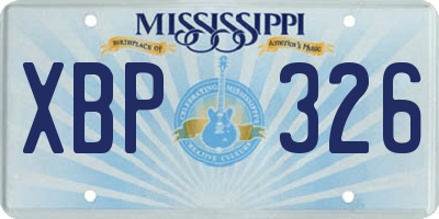 MS license plate XBP326
