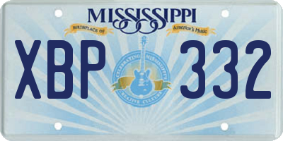 MS license plate XBP332