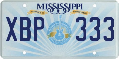 MS license plate XBP333
