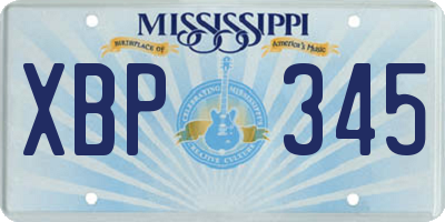 MS license plate XBP345