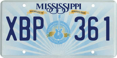 MS license plate XBP361