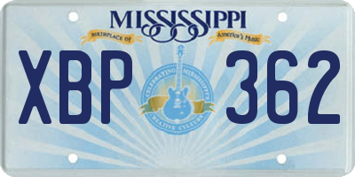 MS license plate XBP362