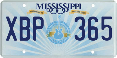 MS license plate XBP365