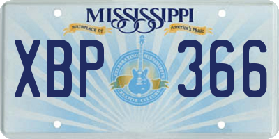 MS license plate XBP366