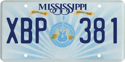 MS license plate XBP381