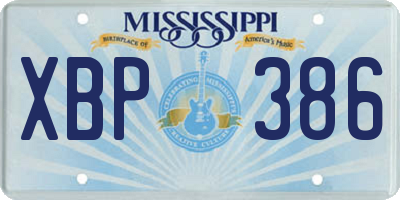 MS license plate XBP386