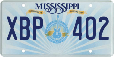MS license plate XBP402