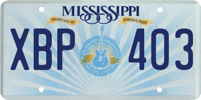 MS license plate XBP403