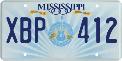 MS license plate XBP412