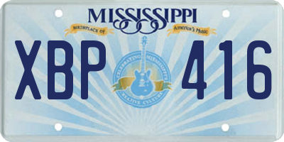 MS license plate XBP416