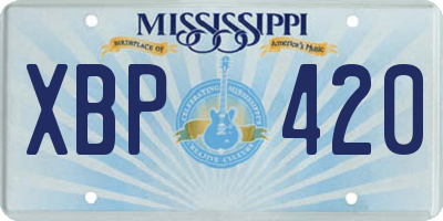 MS license plate XBP420