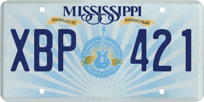 MS license plate XBP421