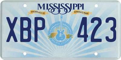 MS license plate XBP423