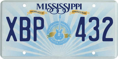 MS license plate XBP432