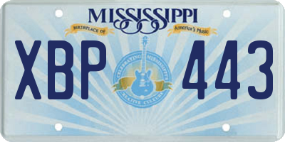 MS license plate XBP443