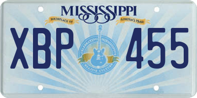 MS license plate XBP455