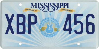 MS license plate XBP456