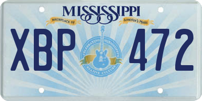 MS license plate XBP472