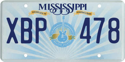MS license plate XBP478