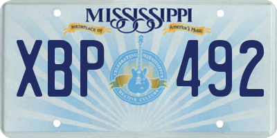 MS license plate XBP492