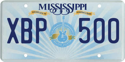 MS license plate XBP500