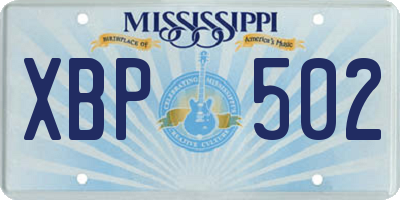 MS license plate XBP502