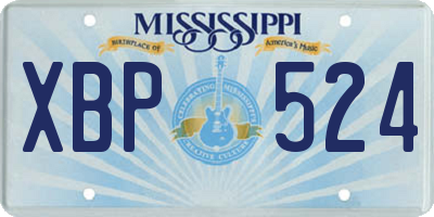 MS license plate XBP524