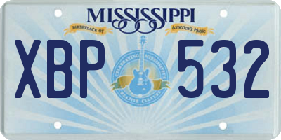 MS license plate XBP532