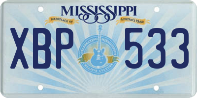 MS license plate XBP533