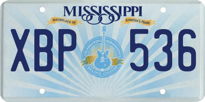 MS license plate XBP536
