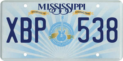 MS license plate XBP538