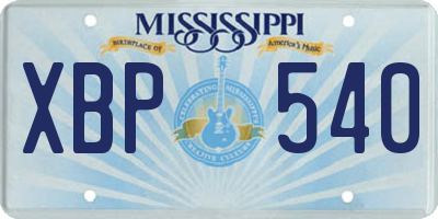 MS license plate XBP540