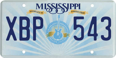 MS license plate XBP543