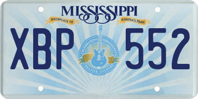MS license plate XBP552
