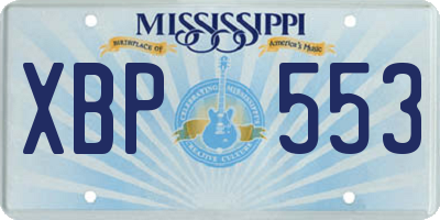 MS license plate XBP553