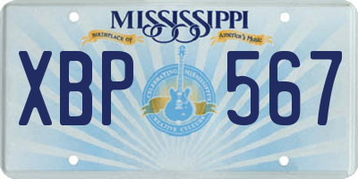 MS license plate XBP567