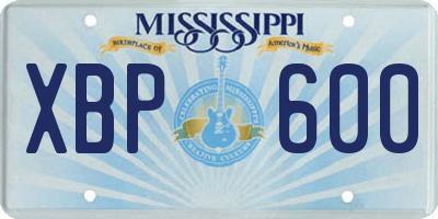 MS license plate XBP600