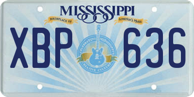 MS license plate XBP636
