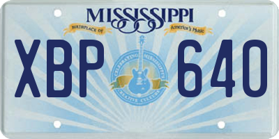 MS license plate XBP640