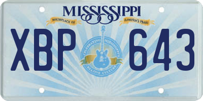 MS license plate XBP643