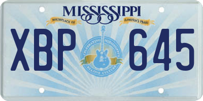 MS license plate XBP645