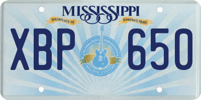 MS license plate XBP650