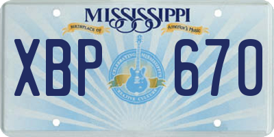 MS license plate XBP670