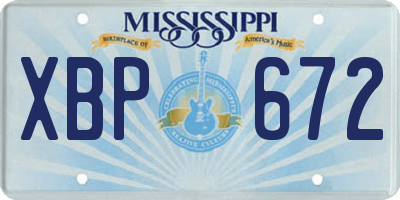 MS license plate XBP672