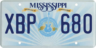 MS license plate XBP680