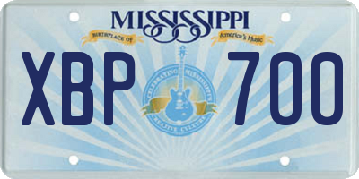 MS license plate XBP700