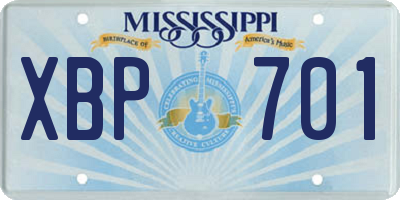 MS license plate XBP701