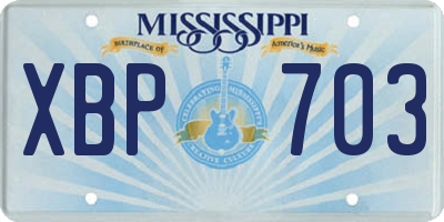 MS license plate XBP703